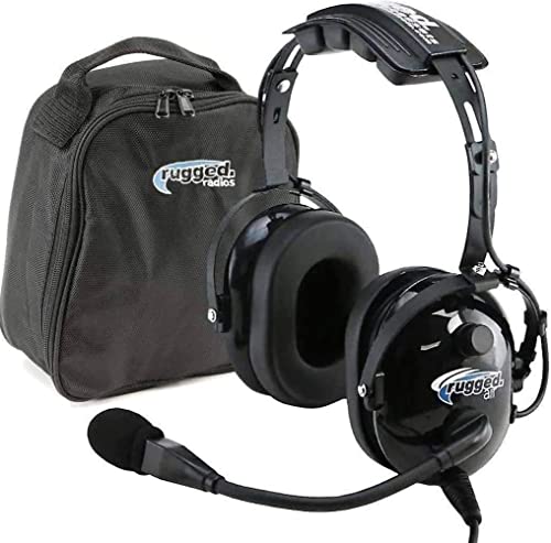 Rugged. Air RA200 {General Aviation Pilot Headset} for Flying Features Noise Reduction, GA Dual Plugs, MP3 Music Input, Adjustable Headband and Includes Headset Bag