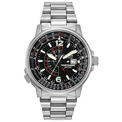 Citizen Men's Eco-Drive Promaster Air Nighthawk Pilot Watch in Stainless Steel, Black Dial (Model: BJ7000-52E)