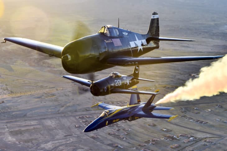 Blue Angels F6F Hellcat and F8F Bearcat Heritage flight
