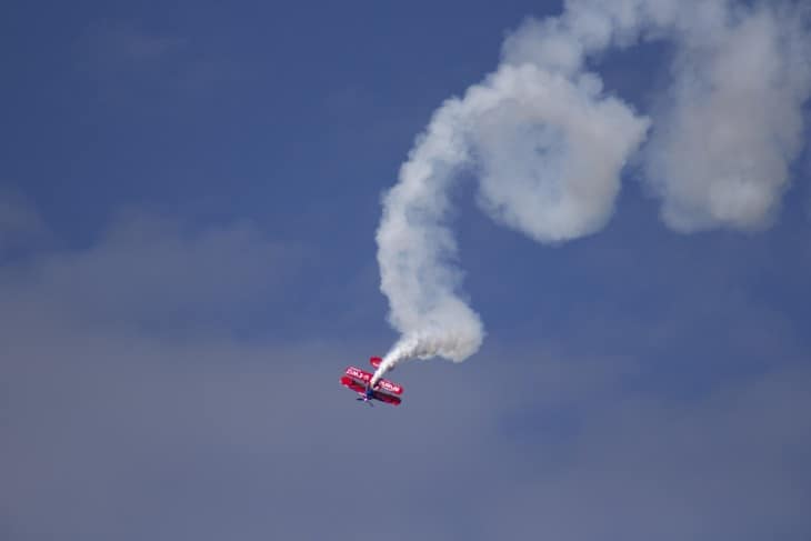 Spinning airshow stunt plane