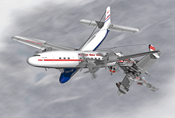 Artists impression of the 1956 Grand Canyon mid air collision.